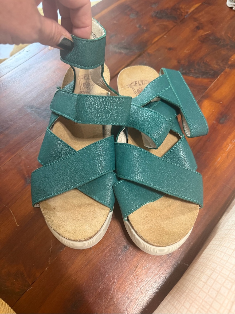 Fly London Teal Women’s Strappy Sandals